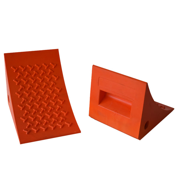 Heavy Duty Urethane Non-Slip Wheel Chocks - Pair